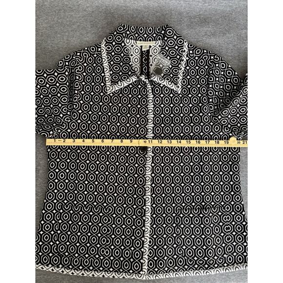 Appleseed's Women's Jacket Black & White Print Button Blazer Size Medium - Picture 5 of 9